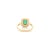 Metal Octagon Cut Emerald & Baguette Halo Set Diamond Statement Ring Size 5.5 For Sale - Image 7 of 12