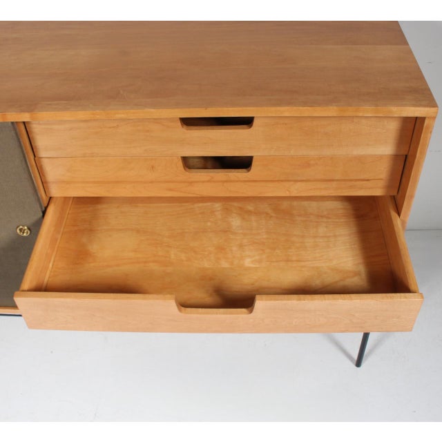 Paul McCobb Planner Group Maple, Grasscloth & Wrought Iron Credenza, 1950s For Sale - Image 14 of 18