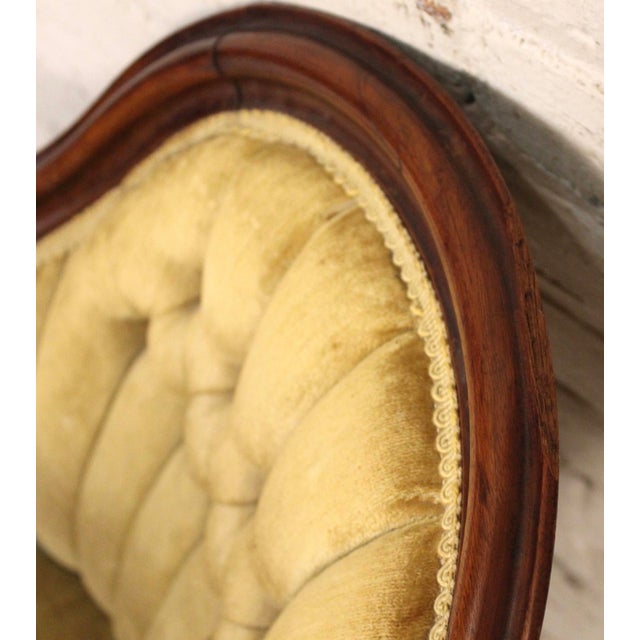 Wood Vintage Victorian Style Gold Velvet and Walnut Settee For Sale - Image 7 of 17