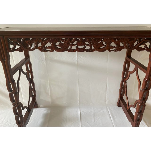 Large Chinese Hand Carved Altar Table or Rosewood Console Table or Entry Table For Sale - Image 4 of 12