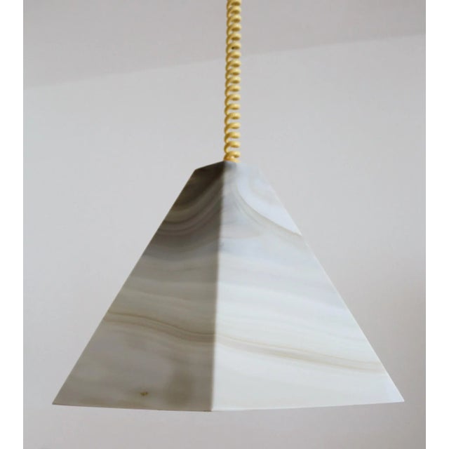 Mid-Century Modern Mid-Century Pendant Lamp in Glass with Marble Effect & Curly Cable, 1970s For Sale - Image 3 of 14