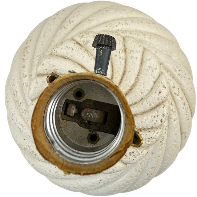 Vintage 80s Beige Plaster Swirl Table Lamp Postmodern For Sale In Portland, OR - Image 6 of 8