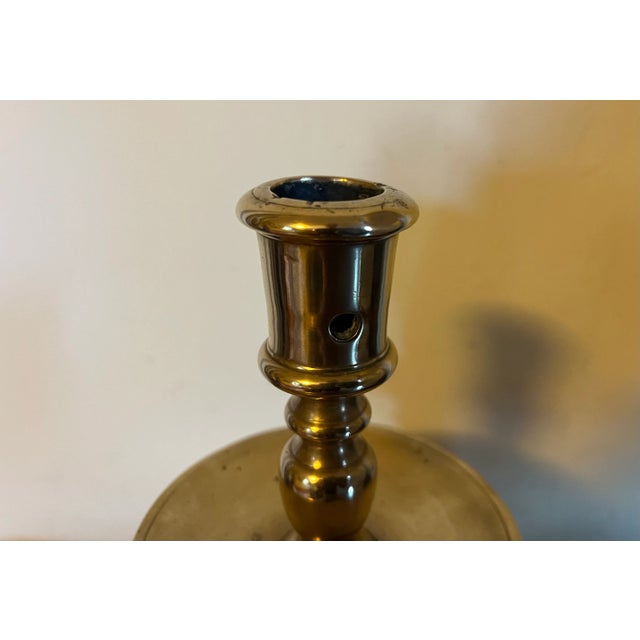 Antique 18th Century Georgian Brass Candlestick Holder For Sale In New York - Image 6 of 11