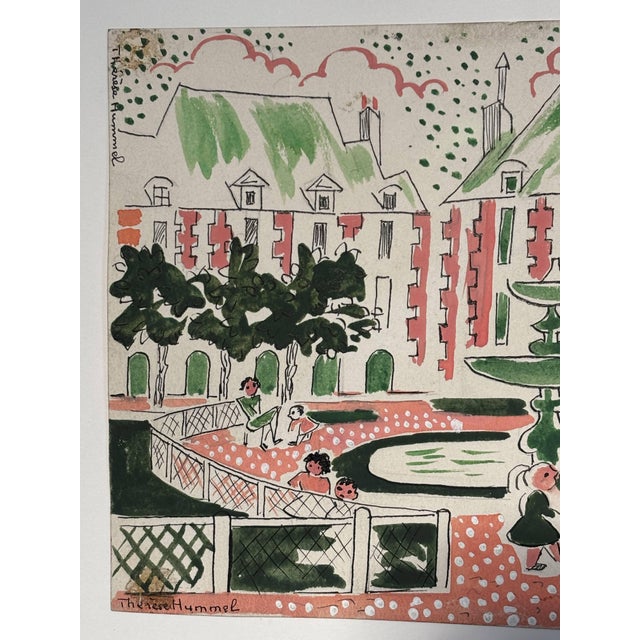 Thérèse Hummel, Place Des Vosges, 20th Century, Watercolor For Sale - Image 8 of 11