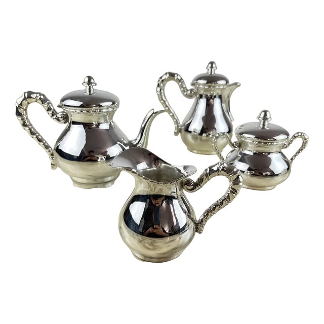 Tea Set in 800 Silver, 1980s, Set of 4 For Sale