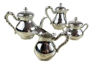 Tea Set in 800 Silver, 1980s, Set of 4