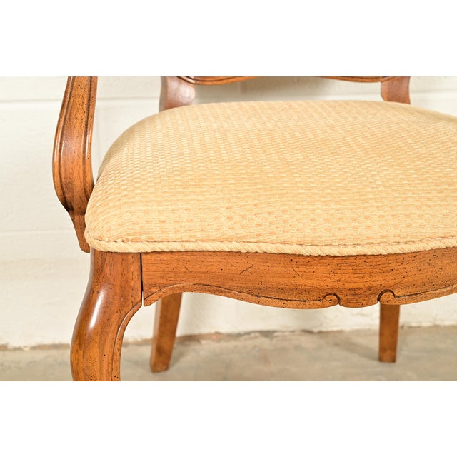 Thomasville French Provincial Louis XV Carved Walnut and Cane Back Dining Chairs, Set of Eight For Sale - Image 9 of 14
