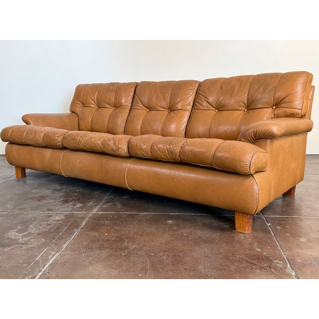 Mid-Century Modern Vintage 1970s Buffalo Leather Attributed to Arne Norell "Mexico" Sofa For Sale - Image 3 of 18