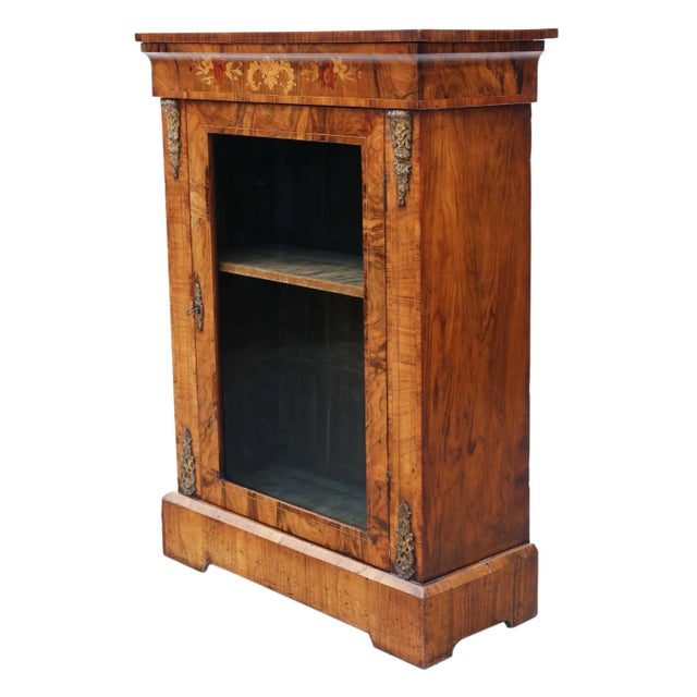 Antique Inlaid Burr Walnut Pier Display Cabinet, 1880s For Sale - Image 6 of 10