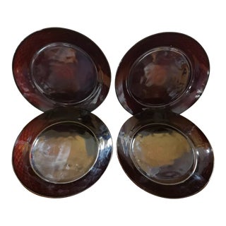 1970s Ruby Red Cristal d'Arques Durand Dinner Plates- Set of 4 For Sale