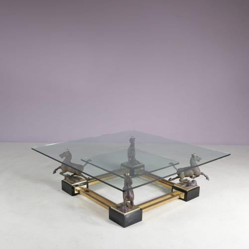 Flying Horse of Gansu Coffee Table from Maison Charles, France, 1970s For Sale - Image 9 of 12