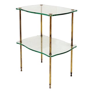 Brass Side Table with Double Glass Top in the style of Maison Jansen, 1940 For Sale