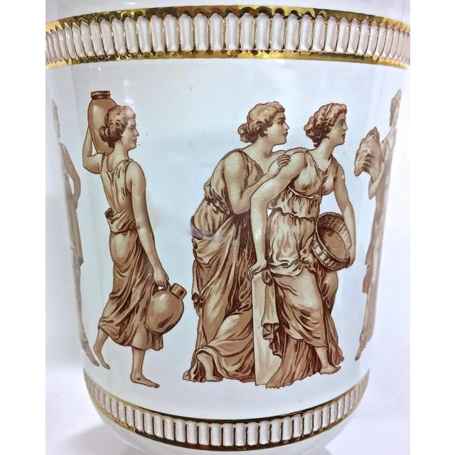 Vintage Italian Classical Theme Urn Vase For Sale - Image 4 of 8