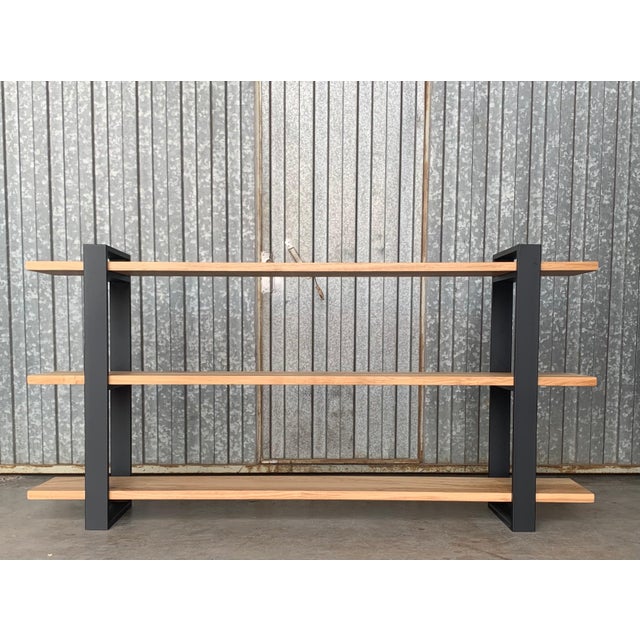 New Custom Etagere with Three Oak Shelves and Iron Structure For Sale - Image 4 of 18