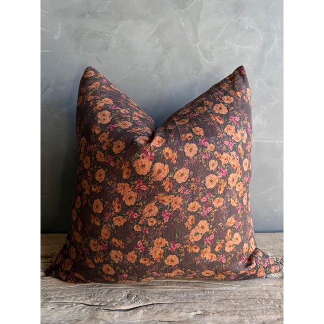 Size 20" x 20" Includes Insert Color: Floral, Brown, Gold, Raspberry, Sage 100% Linen A beautifully understated pillow...