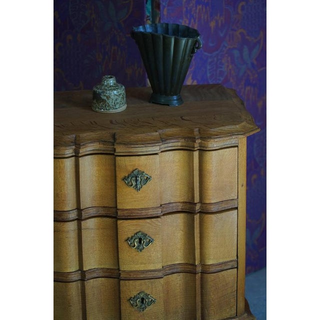 Danish Baroque Revival Three-Drawer Chest in Oak with Brass Hardware, 1940s For Sale - Image 11 of 18