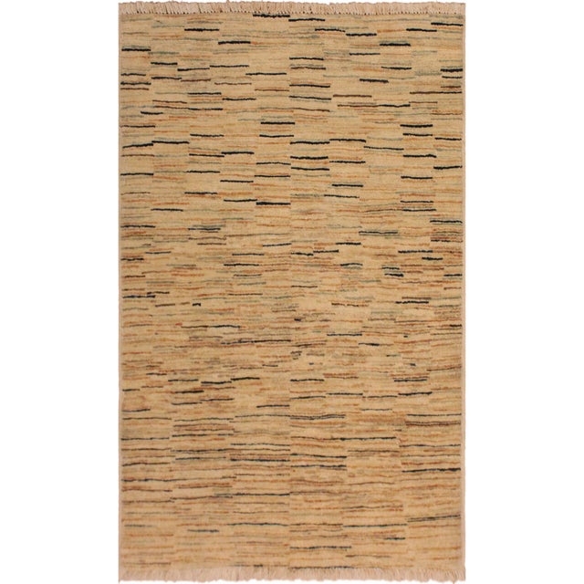 Bohemian Gabbeh Beige/Orange Wool Rug- 2'8'' X 3'11'' For Sale - Image 10 of 10