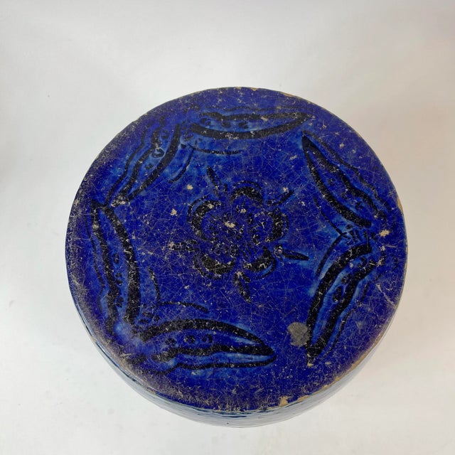 Asian 19th Century Cobalt Blue Ceramic Garden Seat Stool For Sale - Image 3 of 10