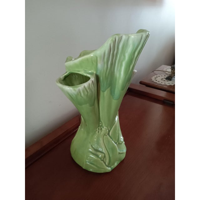 1950s 1950's Mid Century Vase Style Green Ceramic Tv Lamp For Sale - Image 5 of 5