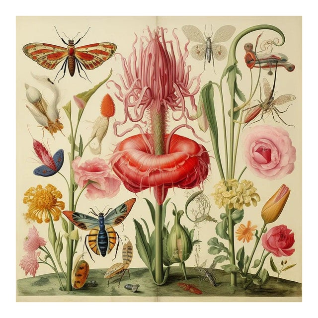 Insects and Flowers – Natural History Fine Art Print For Sale