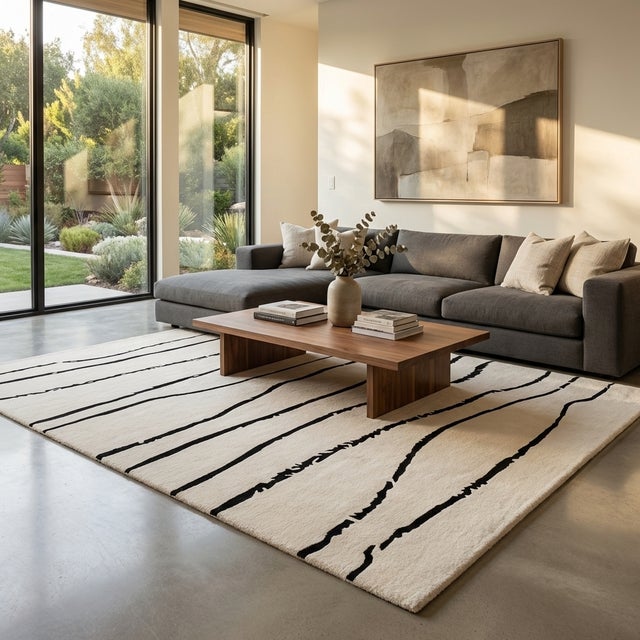 2020s Hand-Tufted Wool Rug 7x9 - One-of-a-Kind Modern Art Carpet For Sale - Image 5 of 11