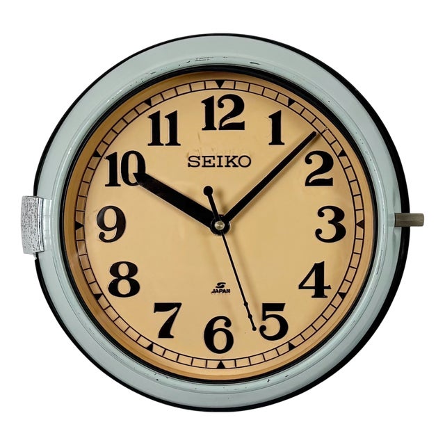 Vintage Blue Ships Wall Clock from Seiko, 1970s For Sale