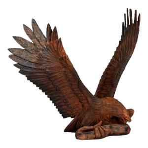Monumental Hand-Carved Redwood Eagle With Serpent, American Folk Art, 1960's