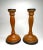 A unique color combo of orange and black adorns this pair of Art Deco style glass candlesticks. The Czechoslovakian glass...