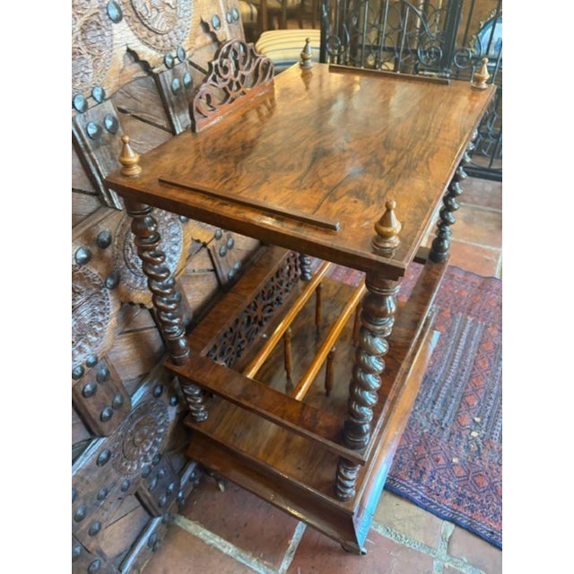 Antique English Walnut Magazine Rack (Canterbury ) For Sale - Image 4 of 7