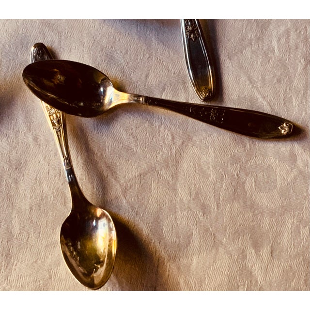Antique Edwardian American Silverplate Egg Cup Set, Six Cups and Six Spoons on Footed Tray - 13 pcs For Sale - Image 12 of 18