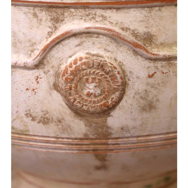 Ceramic Early 21st Century French Handmade Terracotta Bowl Urn Planters by La Madeleine in Anduze - Set of 2 For Sale - Image 7 of 12