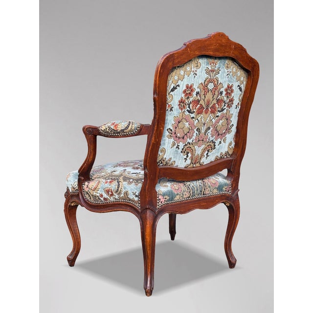 Mid 19th Century 19th Century Louis XV French Fauteuil Armchairs, 1860s, Set of 4 For Sale - Image 5 of 15