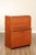 Vintage Teak Bar Cabinet or Secretary with Roll Top Opening to Compartmented Interior Over Pair of Cupboard Doors