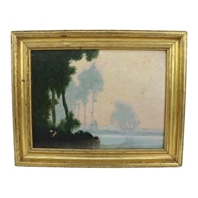Antique Arthur Wesley Dow Oil on Board Tonalist Landscape Painting by Dow C1920 For Sale