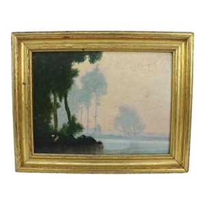 Antique Arthur Wesley Dow Oil on Board Tonalist Landscape Painting by Dow C1920