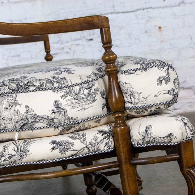 Late 20th Century French Louis XV Style Settee by Highland House Black and White Toile De Jouy For Sale - Image 11 of 18
