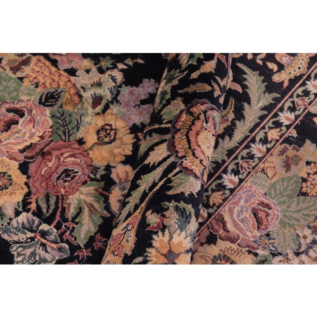 Textile Elegant Kashan Pak-Persian Black/Gold Wool Rug - 8'11'' X 12'1'' For Sale - Image 7 of 9