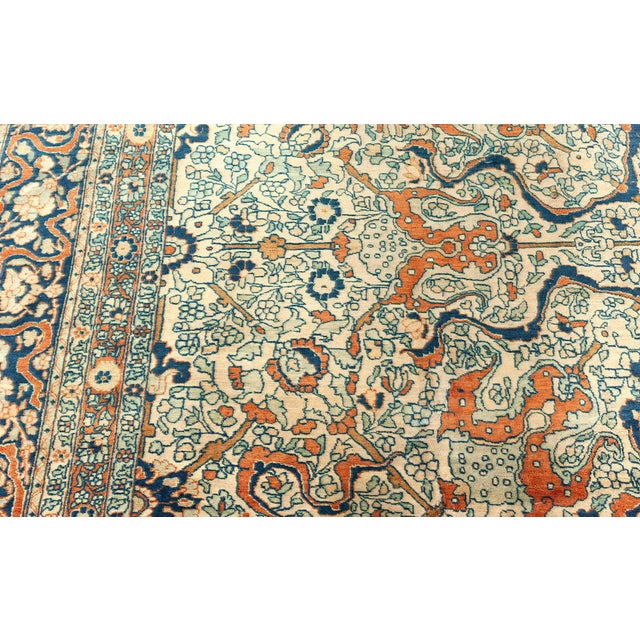 19th Century Authentic 19th Century Persian Tabriz Handmade Wool Rug For Sale - Image 5 of 7