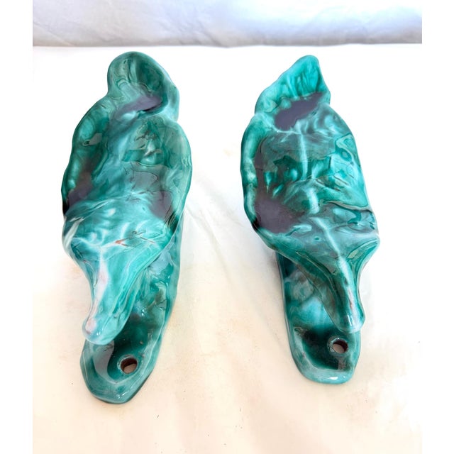 Ceramic Handcrafted Teal Enameled Door Handles by Gabbianelli, 1950s, Set of 2 For Sale - Image 7 of 18