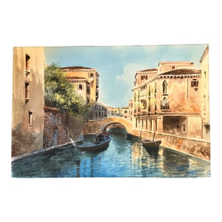 1970’s Original G.Bertuzzi Watercolor Venice Canal Scene For Sale