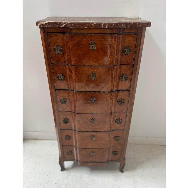 20th Century Transition Chest of Drawers in Elm and Amaranth Veneer For Sale - Image 17 of 17