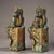 Late 20th Century Bronze Pair of Water-Drawing Mythical Beasts (Xishui Shou) With Gold Inlay - Green Patina Bronze Figurines on Bases For Sale - Image 5 of 9