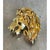 Vintage Lion's Head Gold Tone Brooch With Rhinestone Eye For Sale - Image 4 of 12