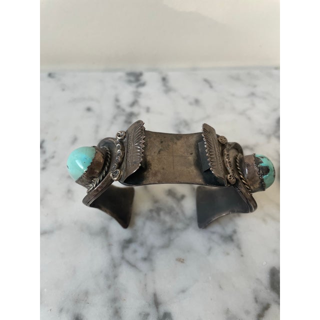 Wonder rare Native American Sterling silver and turquoise watch band cuff.