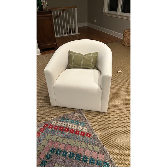 Contemporary Upholstered Swivel Chairs From Restoration Hardware, 2 Pieces For Sale - Image 3 of 5