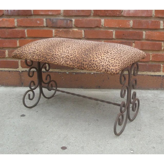 Iron Scroll Bench Spanish Mission Arts and Crafts For Sale - Image 10 of 10