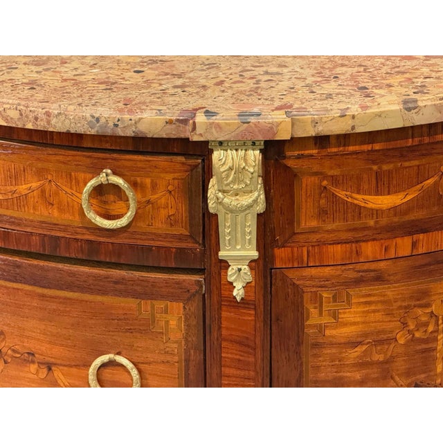 Brown Louis XVI Style, Demilune Commodes, a Pair, Inlaid, Bronze, France, 19th C. For Sale - Image 8 of 18