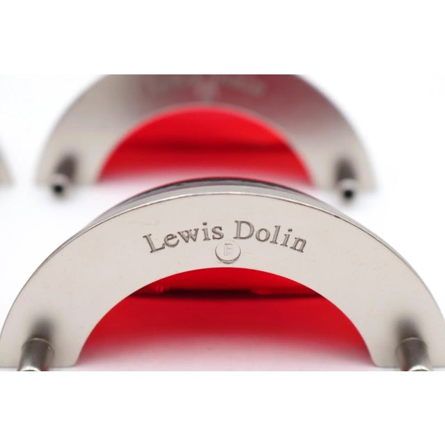 Metal Set of Retro Lewis Dolin Red Glass Bin Pulls For Sale - Image 7 of 9