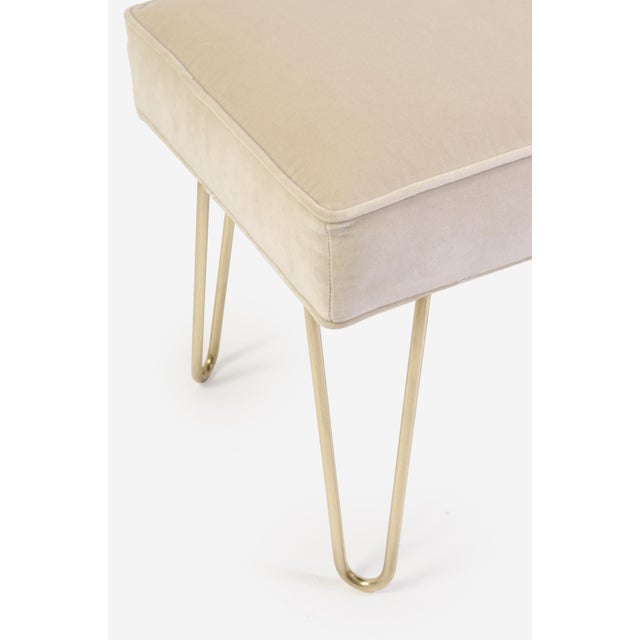 Brass Montage Ottomans on Brass Hairpin Legs - A Pair For Sale - Image 8 of 9