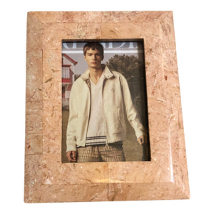 MCM Vintage Coral Color Travertine Marble Decorative Picture Frame